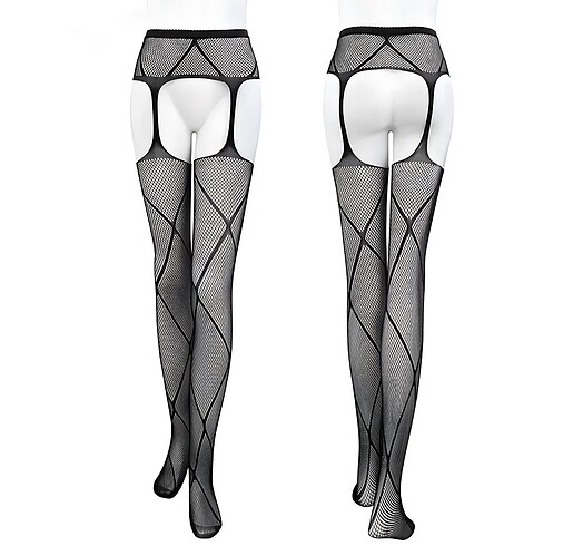 universal Beden siyah Renk 4'lü Set Sexy Jartiyer Vücut Çorabı