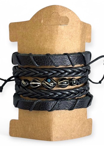 Siyah Bohem Erkek Bileklik Seti - Görsel 5