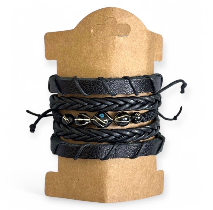 Siyah Bohem Erkek Bileklik Seti - Görsel 5