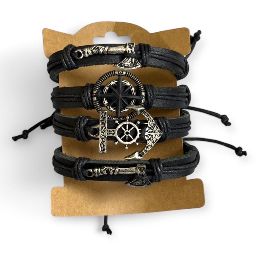 Siyah Bohem Erkek Bileklik Seti - Görsel 4