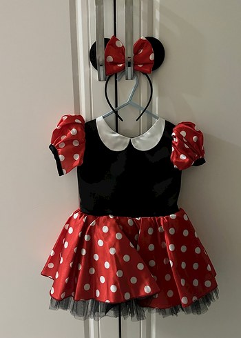 Minnie Mouse Kız Çocuk Kırmızı Puantiyeli Fırfırlı Elbise - Görsel 3