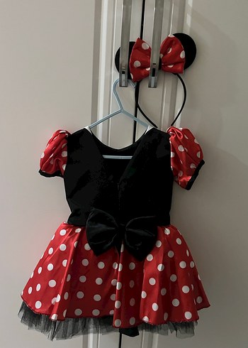 Minnie Mouse Kız Çocuk Kırmızı Puantiyeli Fırfırlı Elbise - Görsel 2