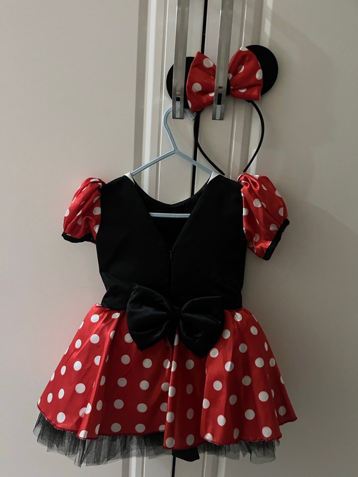 Minnie Mouse Kız Çocuk Kırmızı Puantiyeli Fırfırlı Elbise - Görsel 2