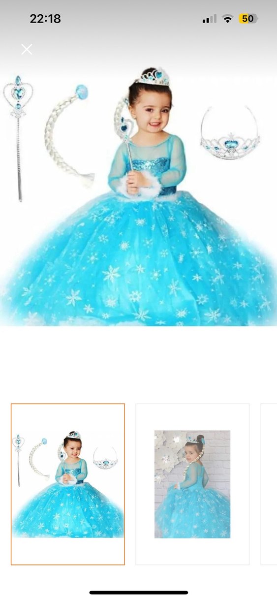 Mavi Uzun Kollu Çocuk Prenses Kostümü - Görsel 2