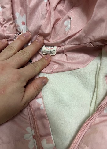 Kız Çocuk Pembe Çiçekli Fermuarlı Mont - Görsel 3