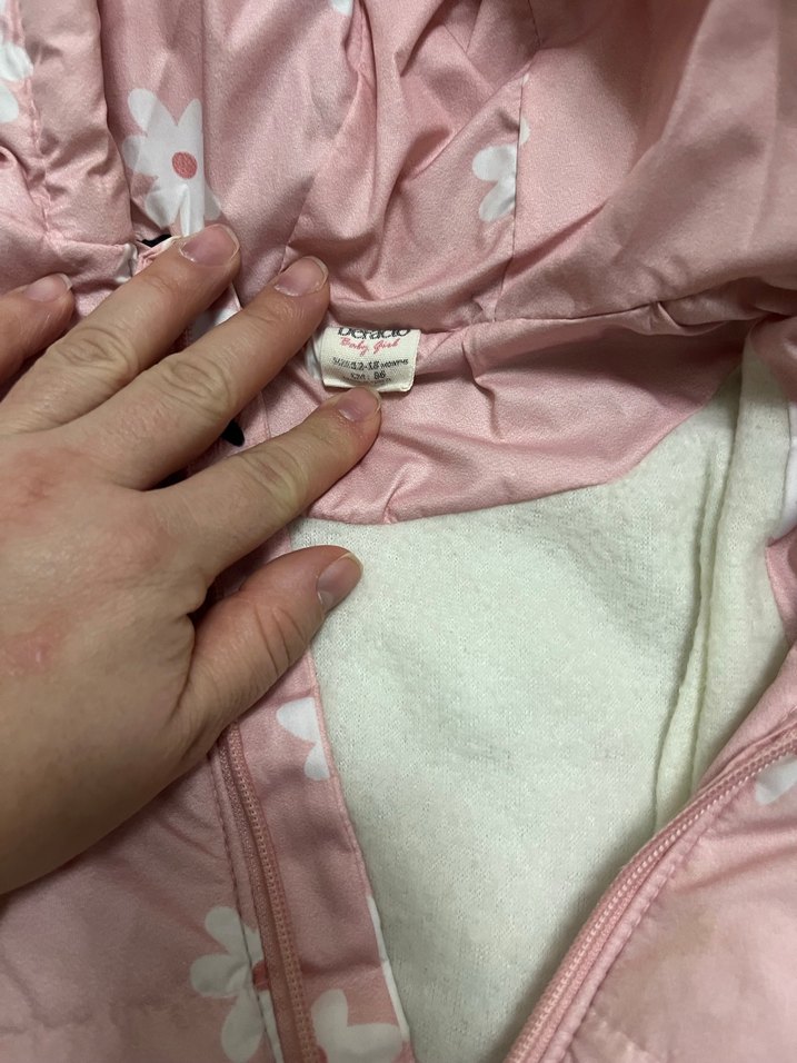 Kız Çocuk Pembe Çiçekli Fermuarlı Mont - Görsel 3