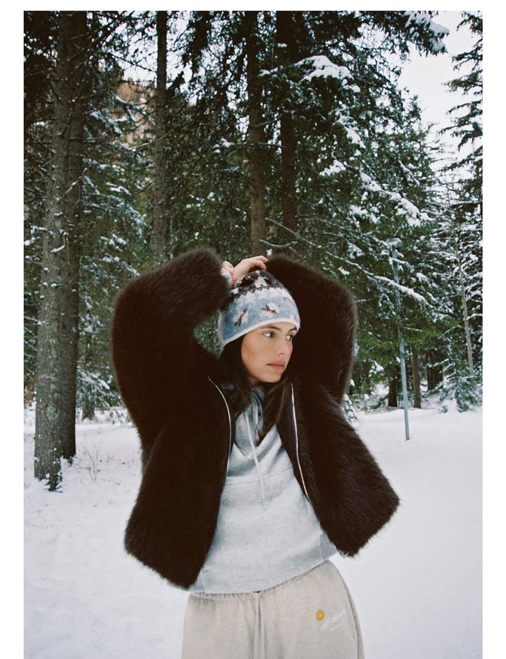 Zara kısa suni kürk klapa yaka kaban - Görsel 3