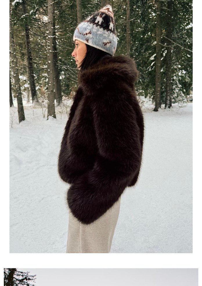 Zara kısa suni kürk klapa yaka kaban - Görsel 2