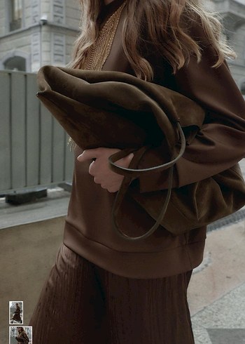 Zara kontrast saten yüzeyli elbise - Görsel 2