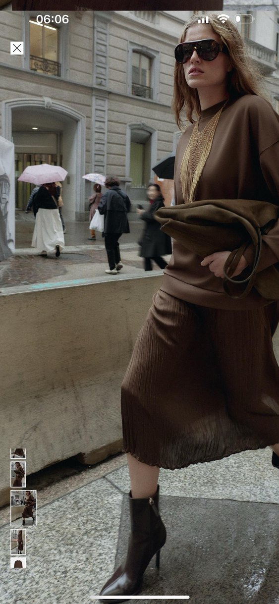 Zara kontrast saten yüzeyli elbise - Görsel 3