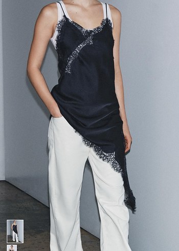 Zara Asimetrik Dantel Detaylı Kadın Elbise - Görsel 5