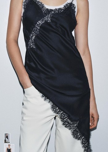 Zara Asimetrik Dantel Detaylı Kadın Elbise - Görsel 4