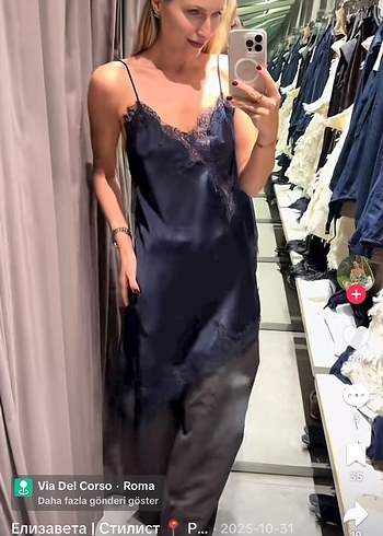 Zara Asimetrik Dantel Detaylı Kadın Elbise - Görsel 6