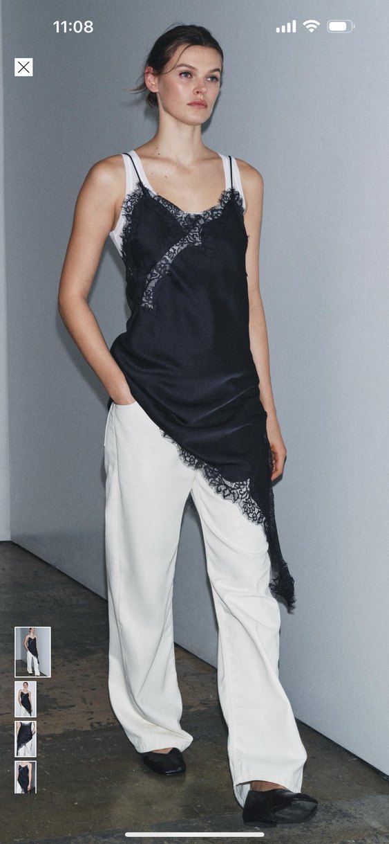 Zara Asimetrik Dantel Detaylı Kadın Elbise - Görsel 5