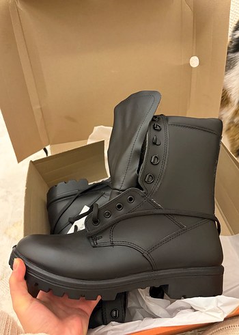 Erkek Siyah Kauçuk Goth Bot askeri bot - Görsel 4