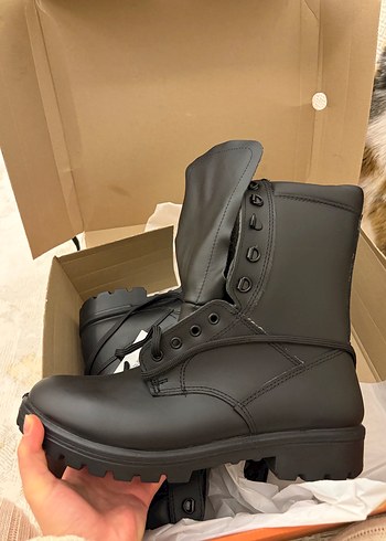 Erkek Siyah Kauçuk Goth Bot askeri bot - Görsel 5