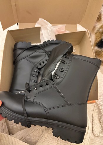 Erkek Siyah Kauçuk Goth Bot askeri bot - Görsel 2