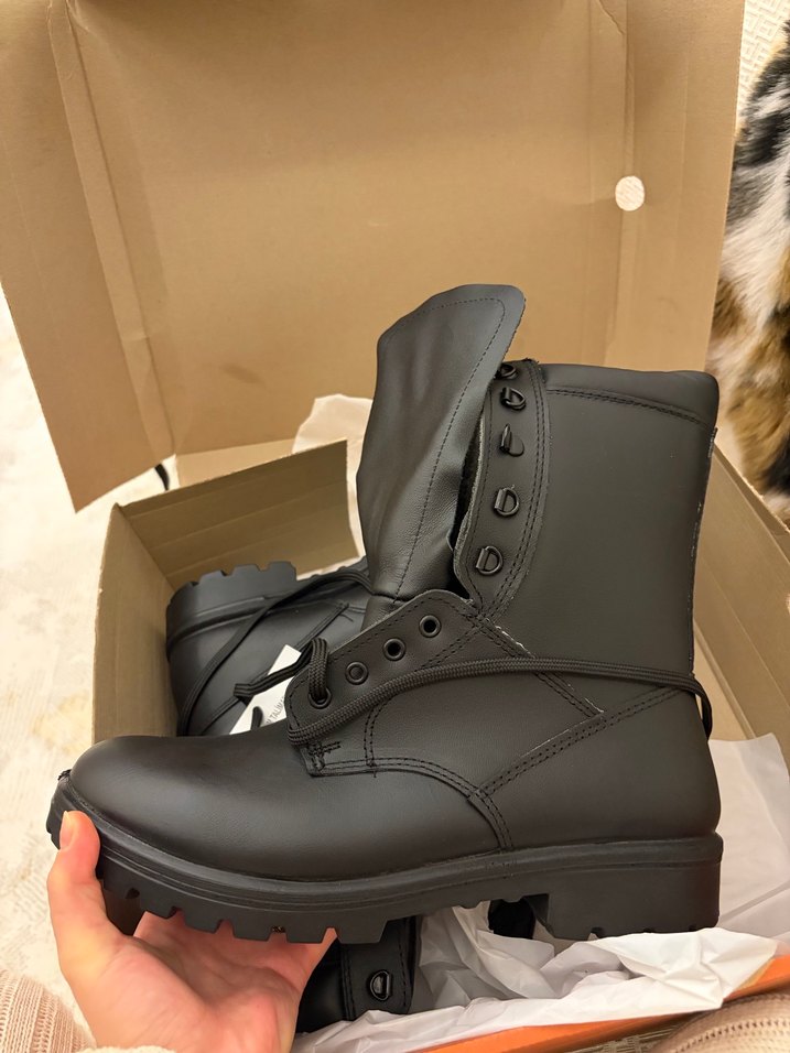 Erkek Siyah Kauçuk Goth Bot askeri bot - Görsel 4