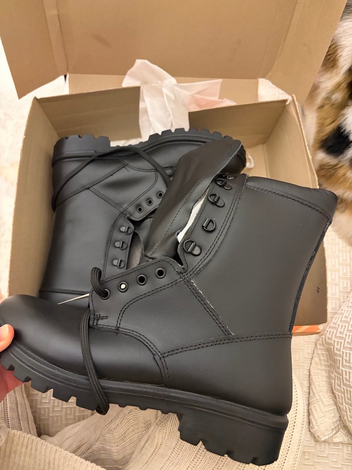Erkek Siyah Kauçuk Goth Bot askeri bot - Görsel 2