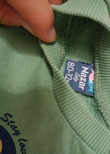 1 Yaş Beden Yeşil Gri Kız Bebek Pamuklu Sweatshirt ve Pantolon Takımı