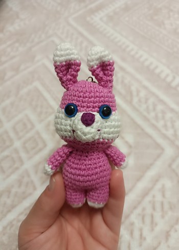 Beden Renk Renkli Pembe Örgü Peluş Oyuncak Anahtarlık