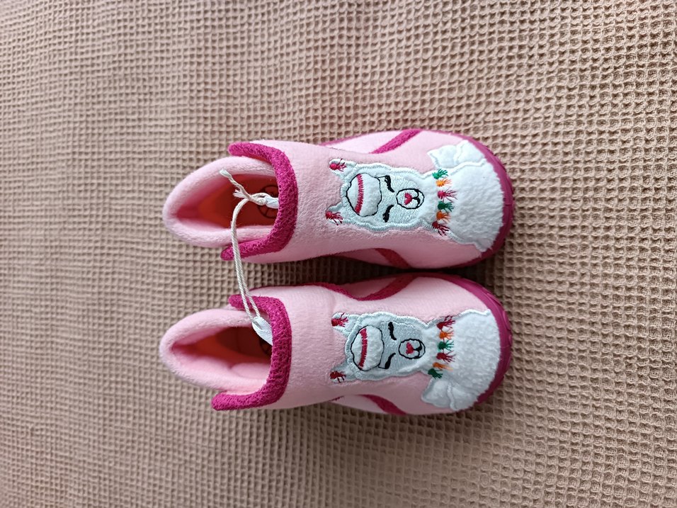 Kızlar için Pembe Nakışlı Sıcak Ev Kreş Ayakkabısı - Görsel 2