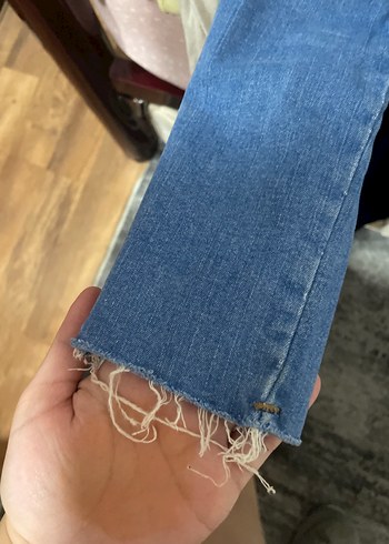 36 Beden gri Renk Gri Kadın Denim Dar Kesim Midi Pantolon