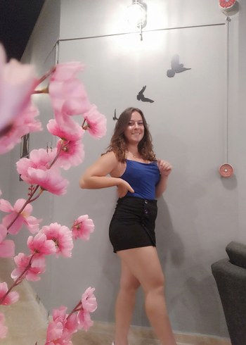 m Beden Parlak Mavi Straplez Askılı Mini Bustiyer