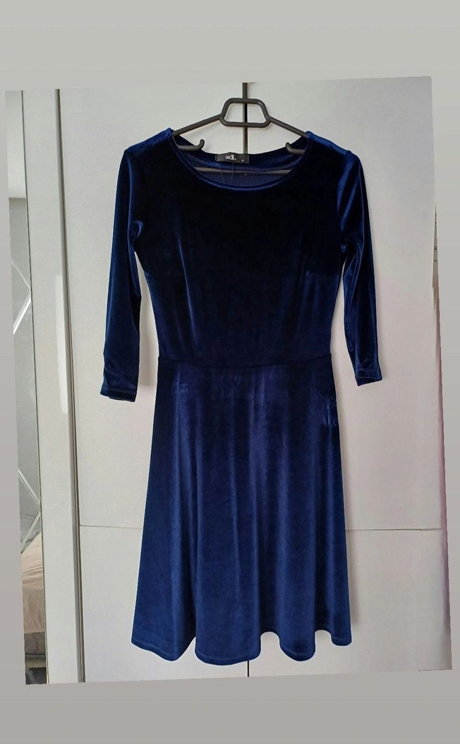 ADİL IŞIK Lacivert Kadife Elbise - Görsel 2