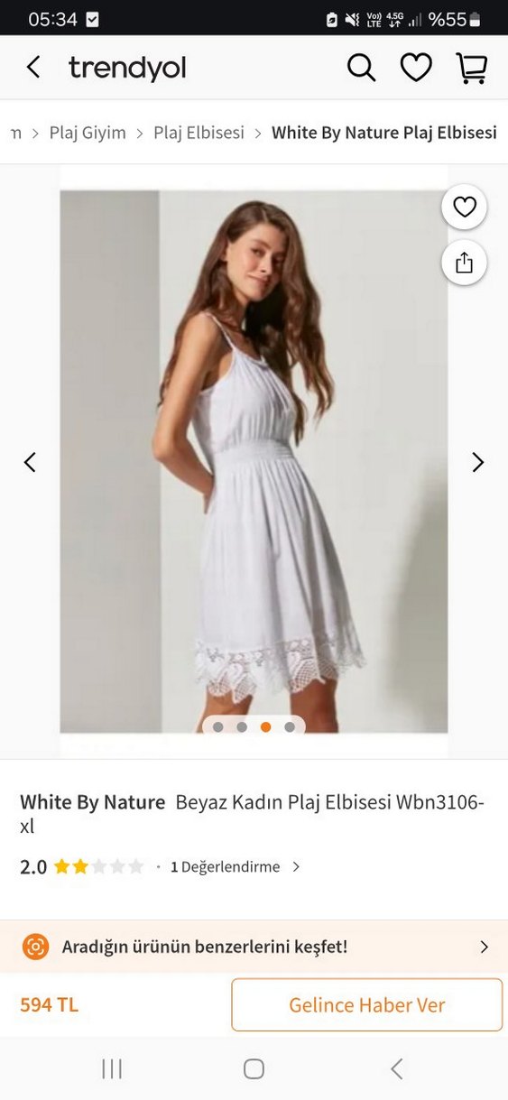 PAREO ELBİSE/STANDART BEDEN-ÇOK TEMİZ - Görsel 2