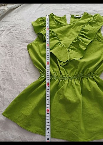 ADİL IŞIK Limon yeşili Romantik Bluz - Görsel 2