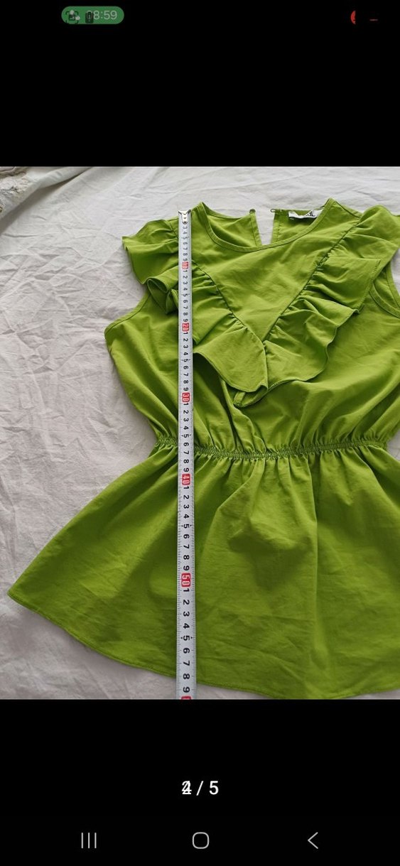 ADİL IŞIK Limon yeşili Romantik Bluz - Görsel 2