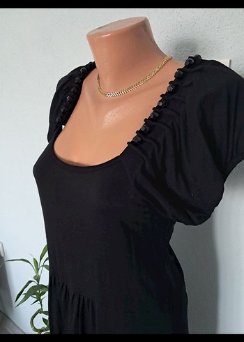 Diğer Kare Yaka Midi Boncuk Detaylı elbise