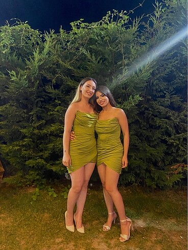 m Beden Yeşil mini abiye elbise
