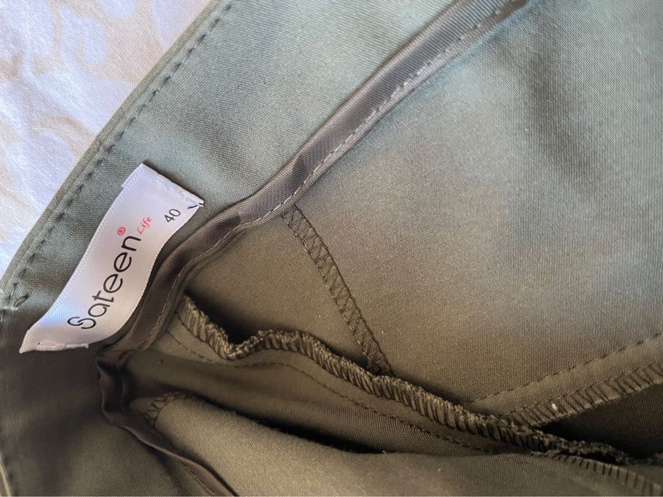 Kadın Haki Kumaş Kemerli Pantolon - Görsel 2