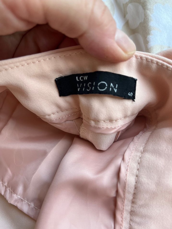 Bej Kadın Midi Kumaş Pantolon - Görsel 2