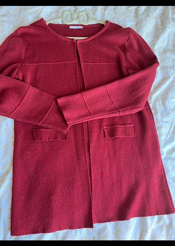 Bordo Düğmeli Hamile Hırka - Görsel 2