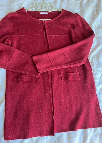 Bordo Düğmeli Hamile Hırka - Görsel 4