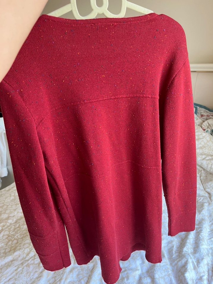 Bordo Düğmeli Hamile Hırka - Görsel 3