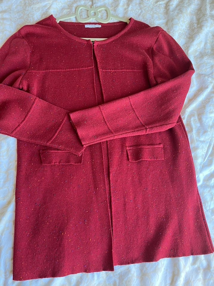 Bordo Düğmeli Hamile Hırka - Görsel 4