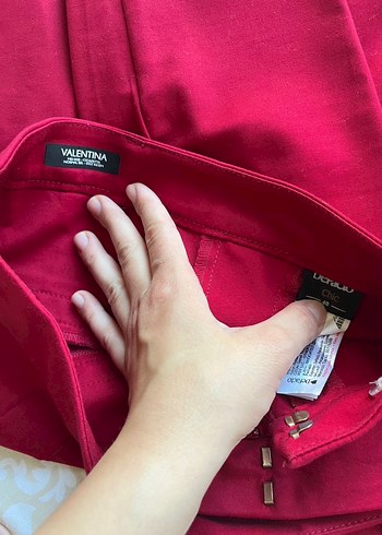 Kadın Kırmızı Pilili Saten Pantolon - Görsel 3