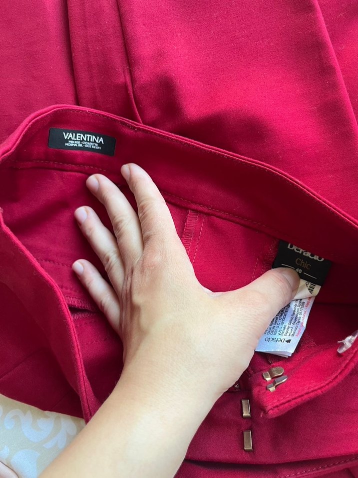 Kadın Kırmızı Pilili Saten Pantolon - Görsel 3