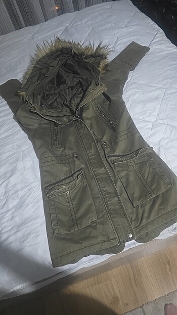 Sorunsuz uzun keten parka - Görsel 2