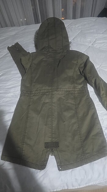 Sorunsuz uzun keten parka - Görsel 4