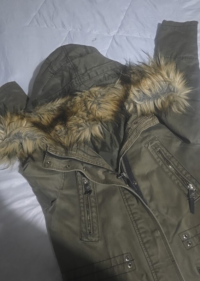 Sorunsuz uzun keten parka - Görsel 3