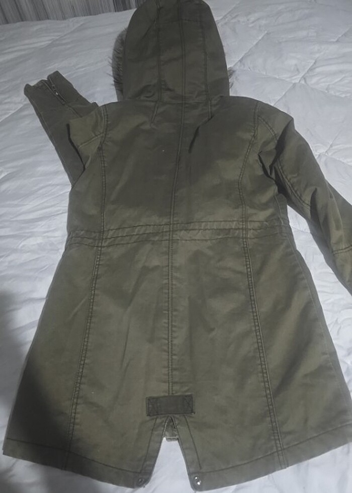 Sorunsuz uzun keten parka - Görsel 4