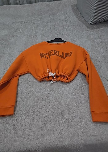 Beli Büzgülü Turuncu Kadın Sweatshirt