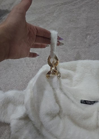 Diğer Gri Kısa Kesim Yaka Detaylı Kadın Kazak