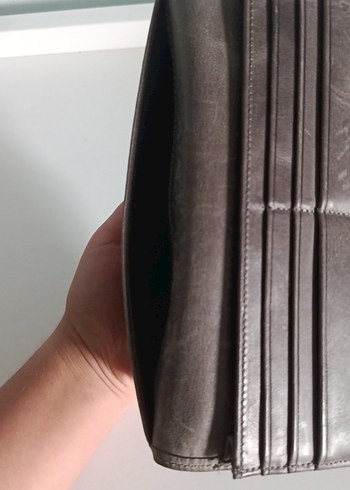 koyu kahverengi visso marka unisex uzun cüzdan - Görsel 4