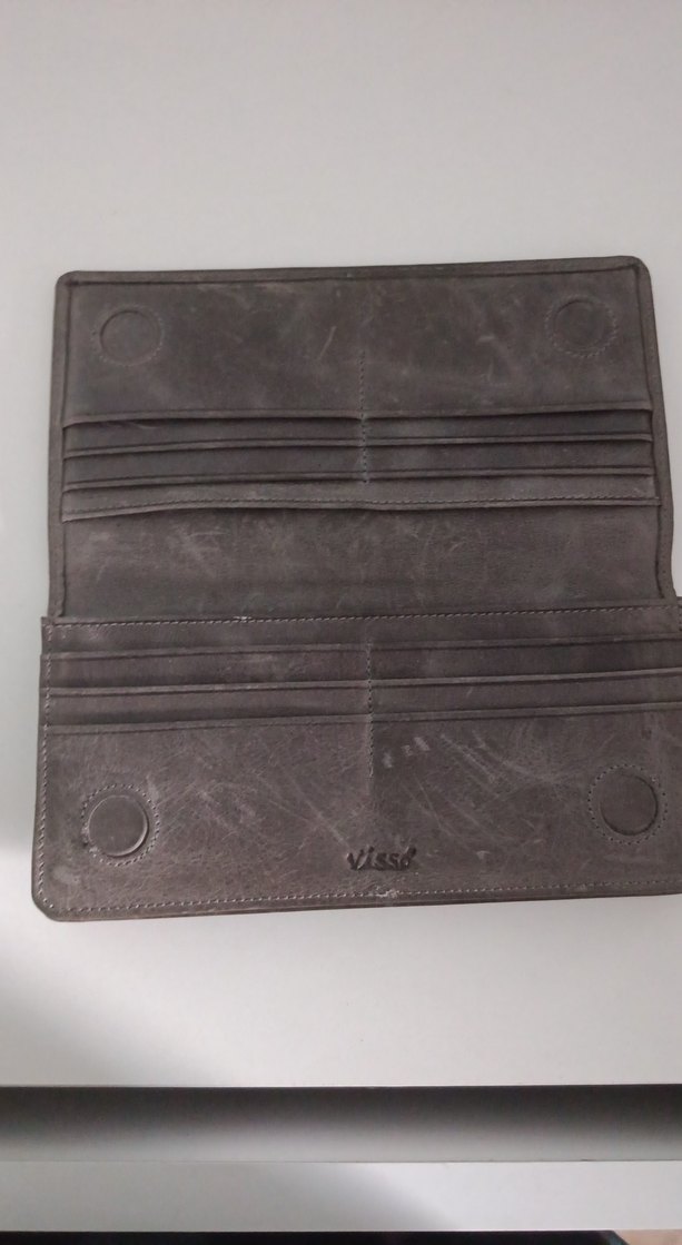koyu kahverengi visso marka unisex uzun cüzdan - Görsel 2